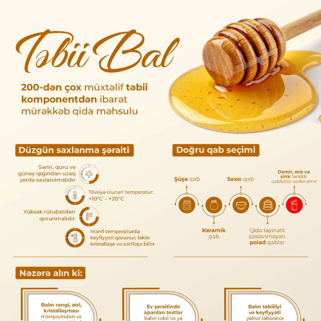 Təbii balın müəyyən edilməsi və saxlanması qaydaları