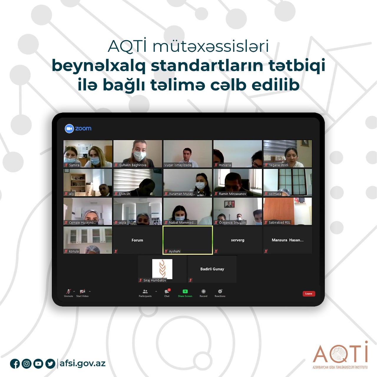 AQTİ mütəxəssisləri beynəlxalq standartların tətbiqi ilə bağlı təlimə cəlb edilib